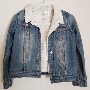 Faux fur denim jacket, girl's size L